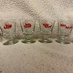 Elegant Glass Goblets with Red Accent